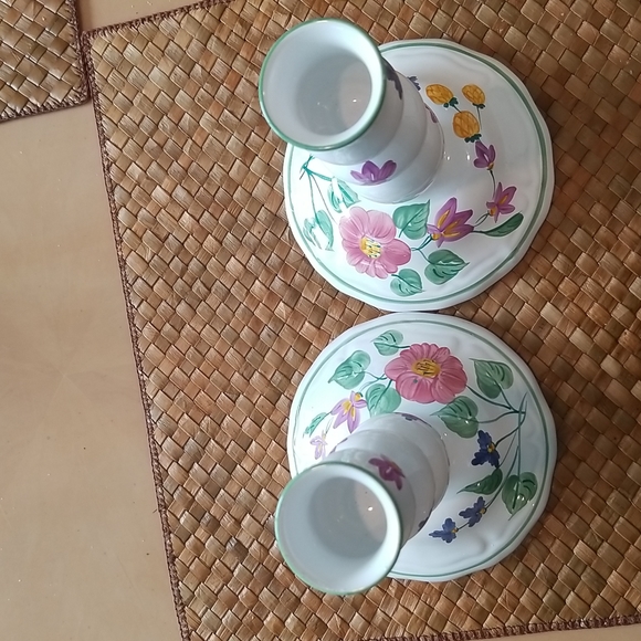 Village Pottery Herend Hungary Handpainted Candles Holders - Picture 4 of 8